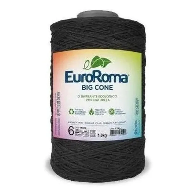 Barbante Euroroma 1,8 Kg Fio 6 Big Cone - C Preto