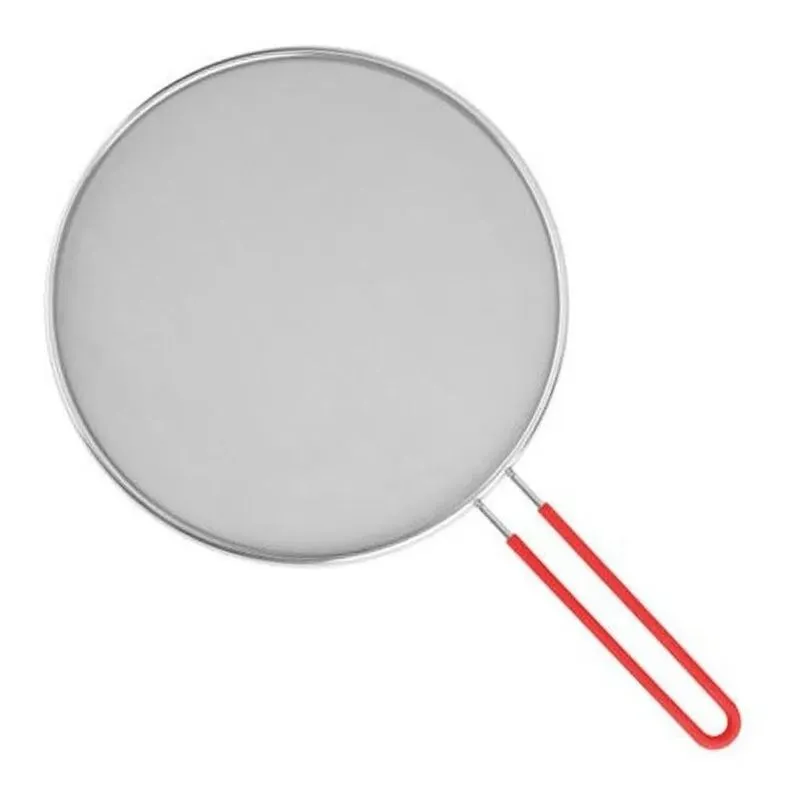 2x Tampa Protetora Frituras 29cm Inox Pegador Silicone Casa