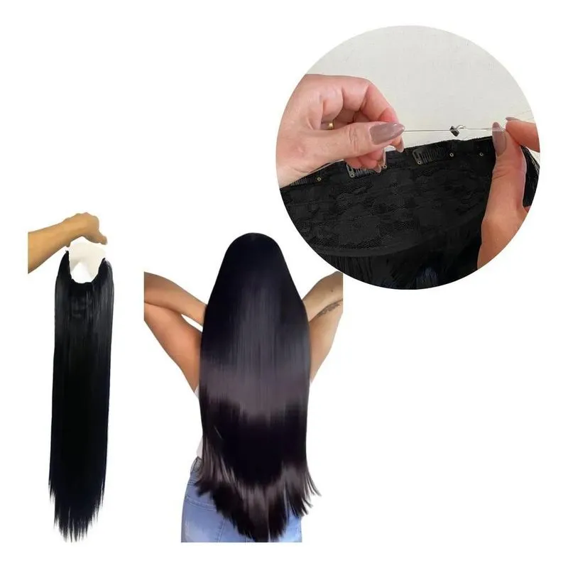 Aplique Bio Humano Tiara Fio Invisível 70cm 150g