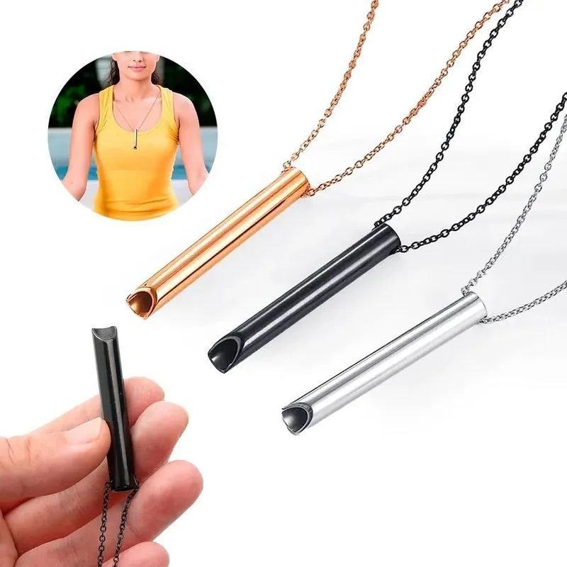 2x Colar Masculino Apito Alivio Ansiedade Stress Titânio Ino