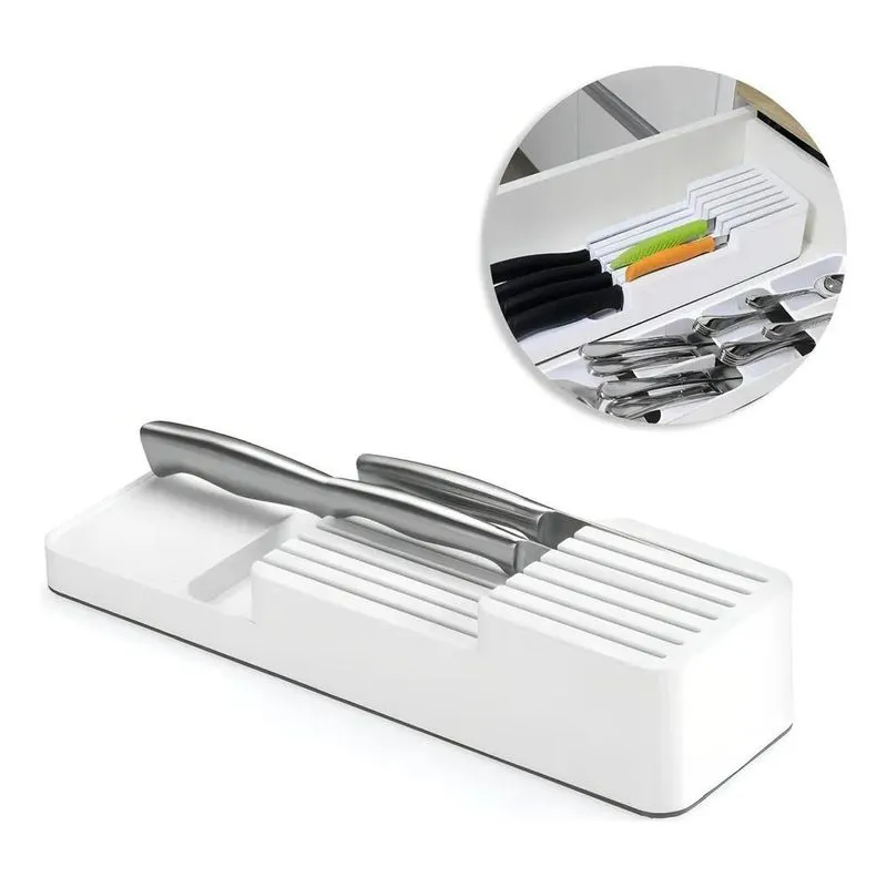 3x Organizador Porta Facas Gaveta Em Plástico Resistente Art