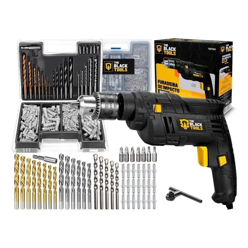 Furadeira De Impacto 550w 3/8 10mm The Black Tools Com Acess