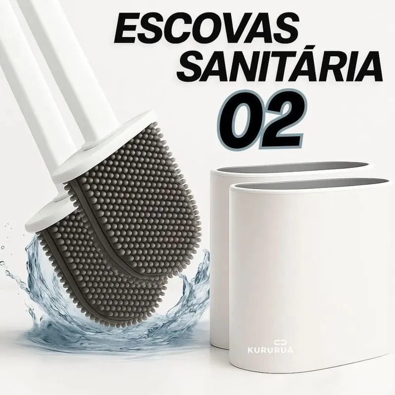 Escova Sanitária Branca Limpeza Vaso Sanitário Com Suporte 2