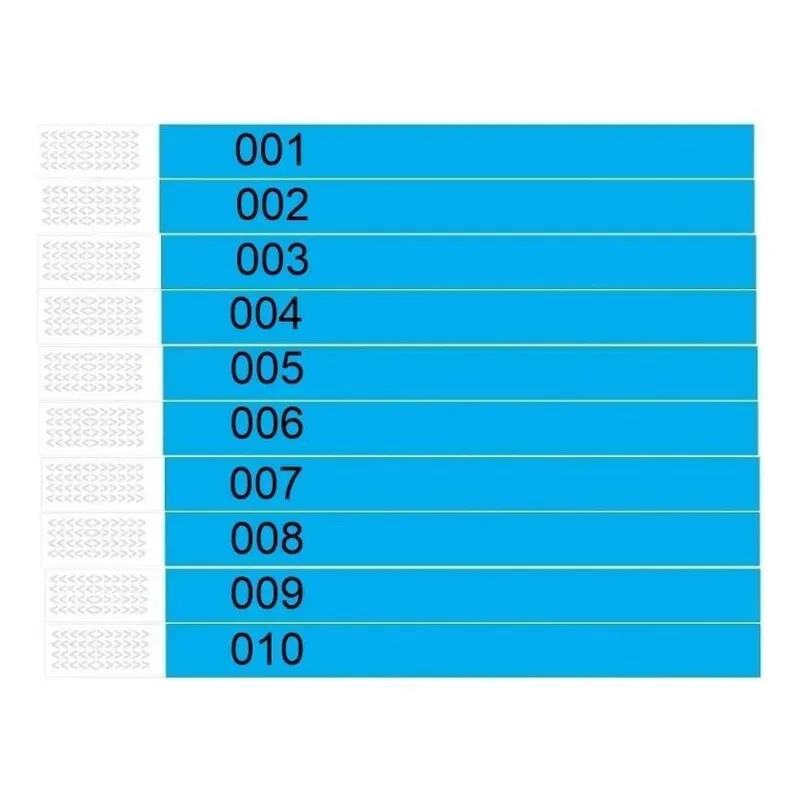500 Pulseiras Numeradas De Identificação A Prova D'Água Azul
