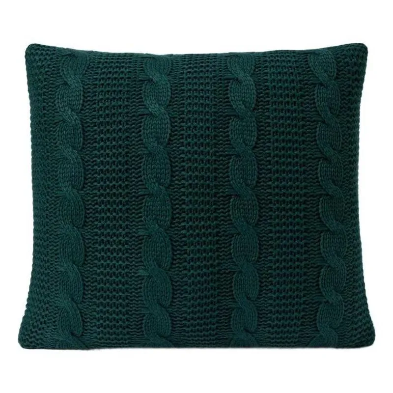 Capa De Almofada Tricot 45x45 Zíper Sala Sofa Cam Verde-musgo