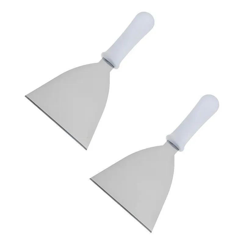Kit 2 Espatula Reta 10cm Chapeira Hambugueria Aco Inox Mfl