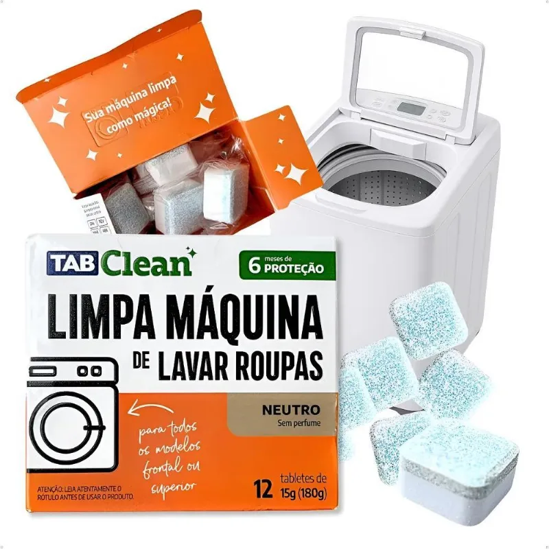Limpa Maquina Lavar Roupa Limpeza Lavadora Pastilha 12 Uni