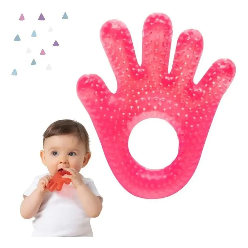 Mordedor Com Água Resfriável Átoxico Mão Mãozinha B Rosa