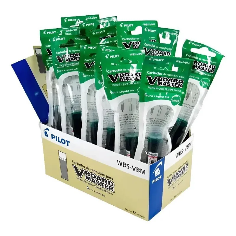 12 Un Refil Pincel Marcador Quadro Branco Vboard P Verde