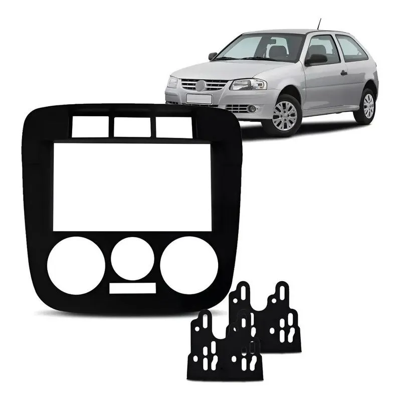 Moldura Painel 2 Din Dvd Central Multimidia Gol G4 Preta