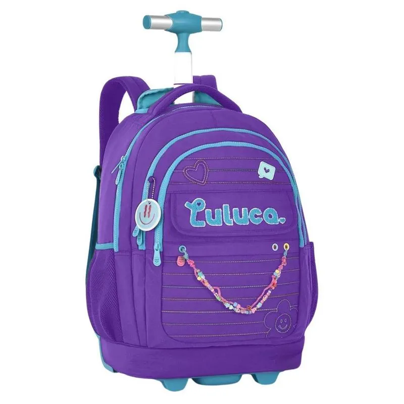 Mochila De Rodas Luluca Juvenil Meninas Pandinha - Roxo