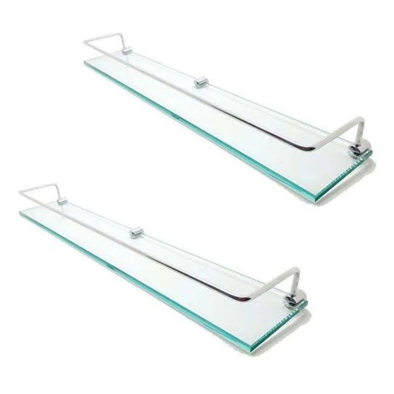 2 Porta Shampoos 60cm Em Vidro Incolor