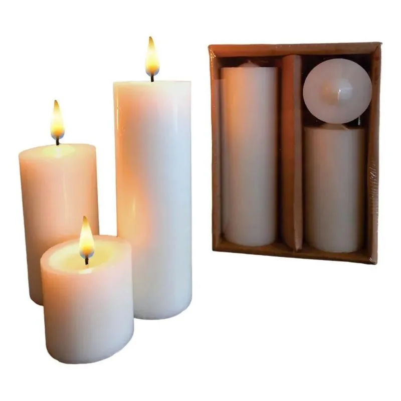 2 Trio De Velas Com Cera Vegetal 5cm, 10cm E 15cm Decoração