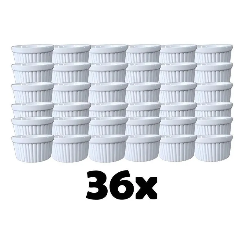 Ramekin Canelado Porcelana 40ml Finger Foods Kit Com 36 Cor
