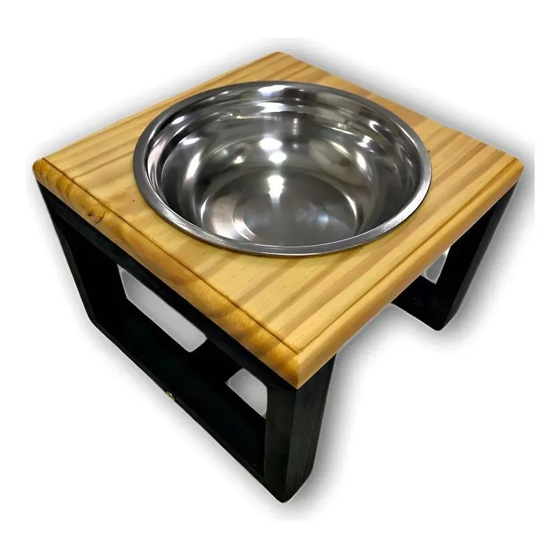 Comedouro Elevado Unitário Para Pets - P Cor Madeira