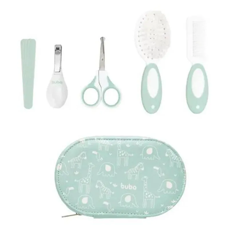 Kit Cuidado Higiene Do Bebê Com Estojo Completo Cor Verde