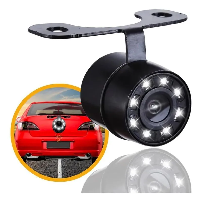 Câmera Ré Automotiva 8 Leds Hd Infravermelho Visão Noturna