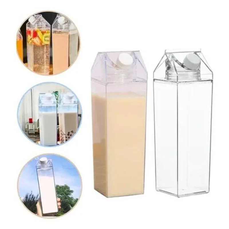 3x Garrafa Caixa De Leite Geladeira Água Suco Acrílico 1000m