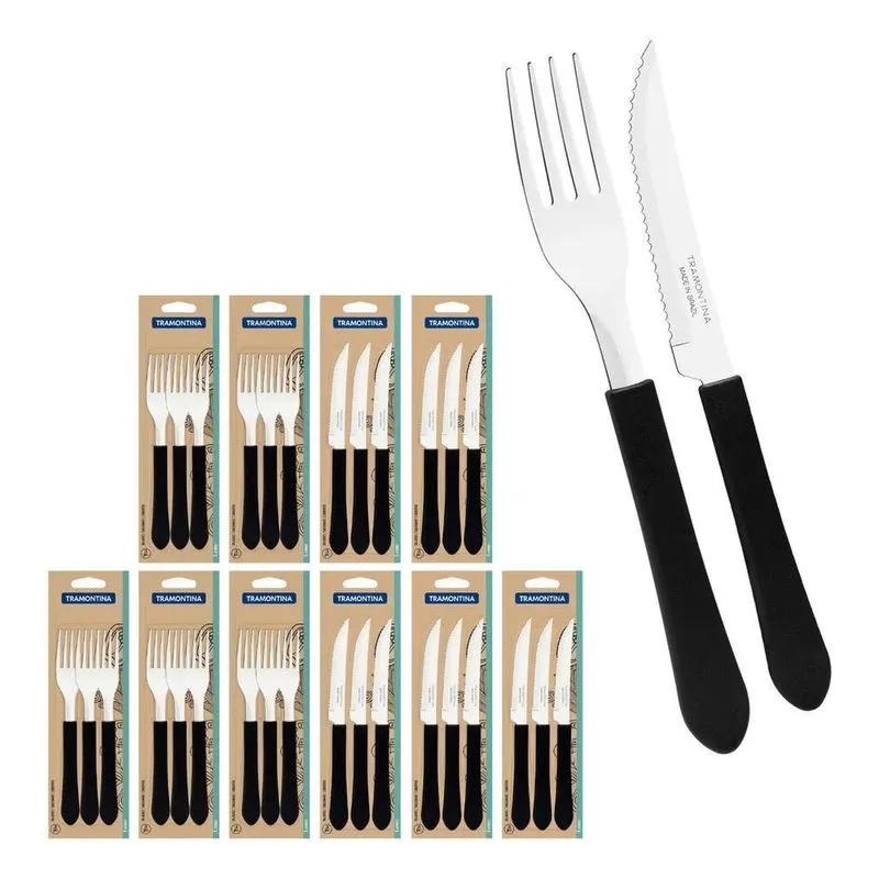 5x Kit Restaurante 30 Talheres Tramontina 15 Garfos + 15 Fac