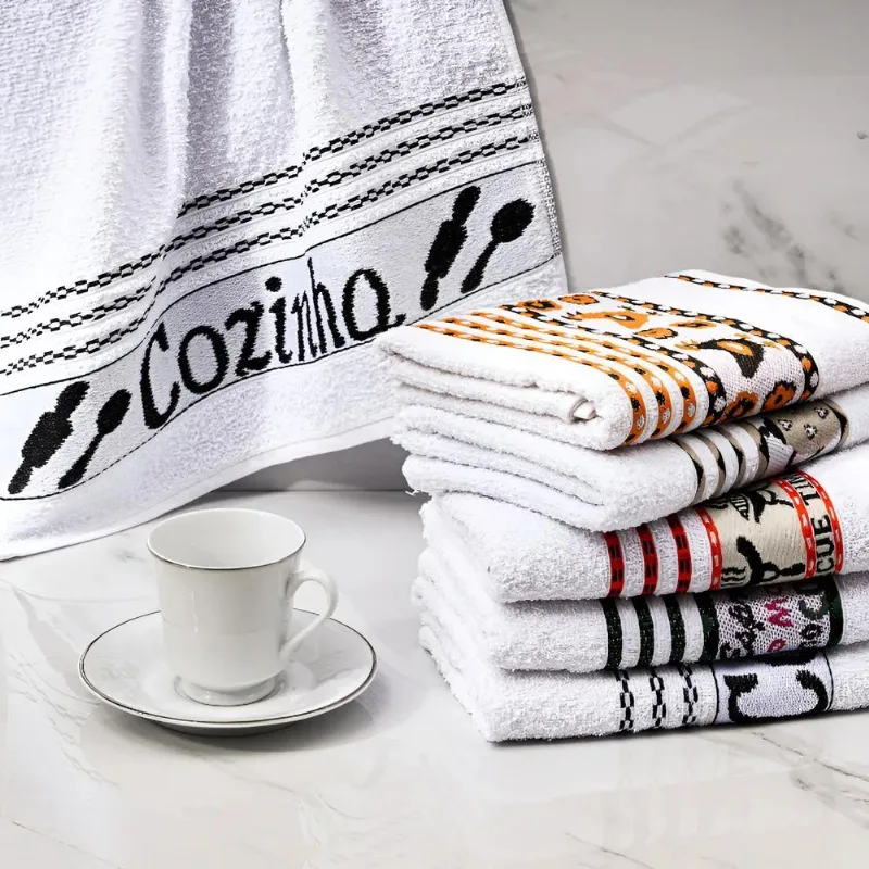 10 Toalha Cozinha 340g/m Pano Prato Alta Absorção Laune Hau
