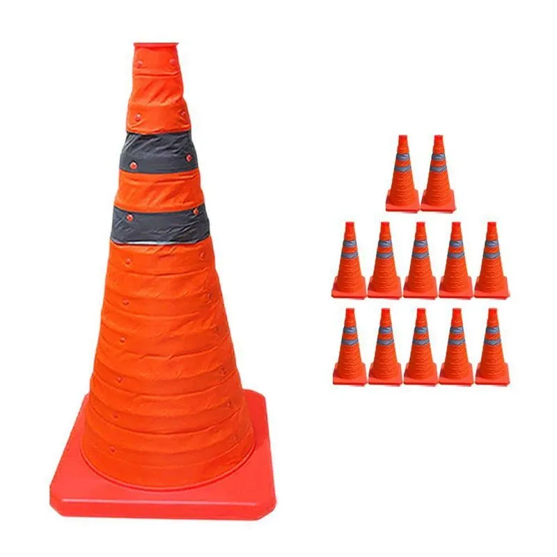Kit 12 Cones Retráteis Su-cone3-1 Dobráveis 50cm Refletivos Laranja Economia Solar
