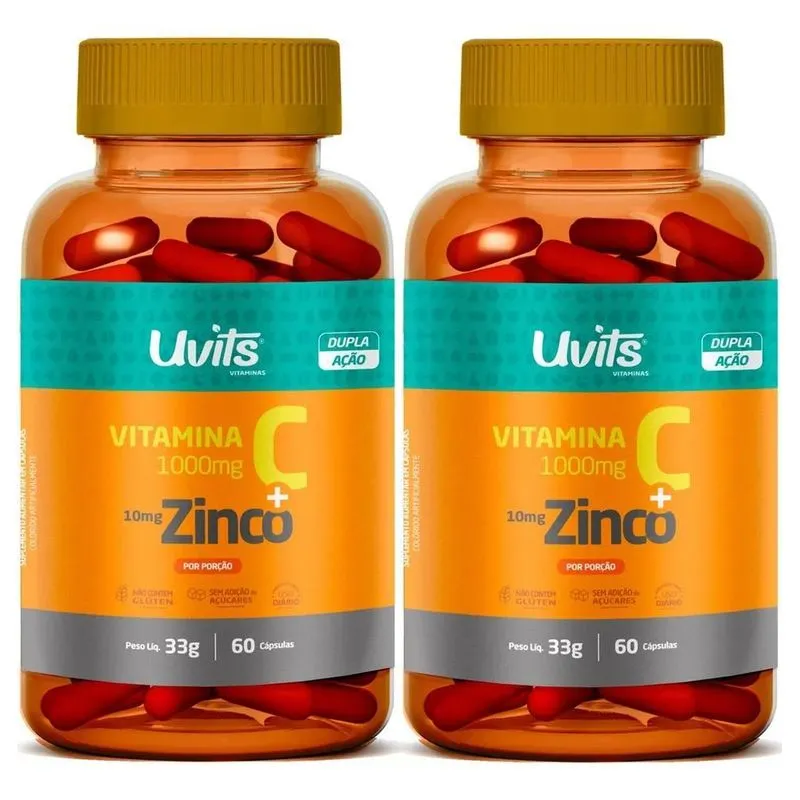 2 Vitamina C 1000mg + Zinco 10mg 120 Cápsulas Total