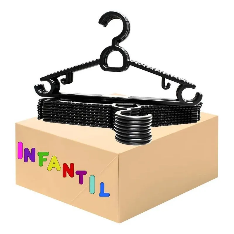 Cabide Infantil Pretos Antideslizante Com 100un Cor