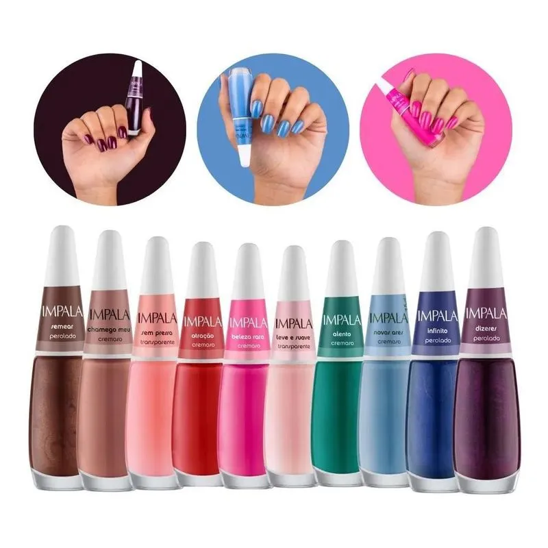 Kit Completo Esmaltes Impala Coleção A Cor Da Sua Moda 4 Cor