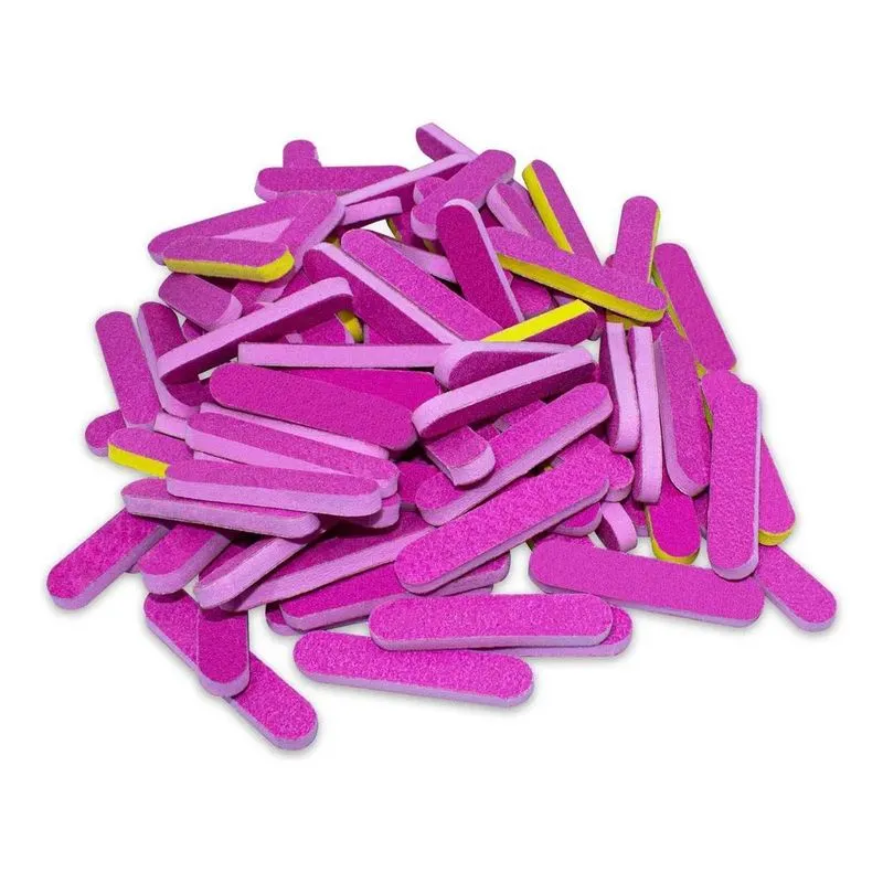 Kit 100 Mini Lixas Unhas Eva Rosa Gramatura 100 - 6,5 Cm Mi