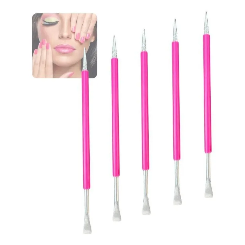 5 Espátulas Cuticula Mista Inox Manicure Slim Cutelaria