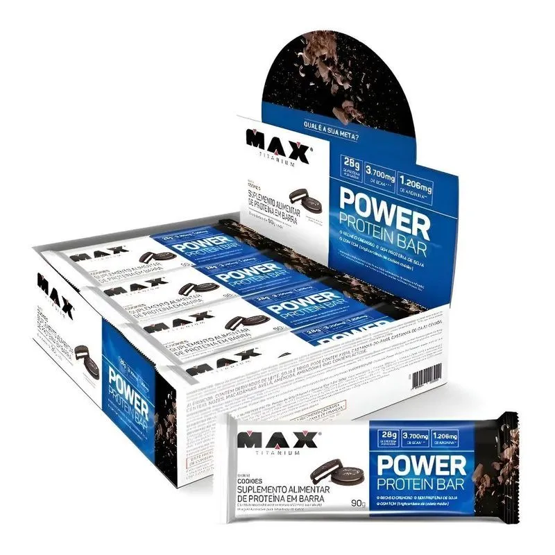 Power Protein Bar Sabor Cookies 90g 8un - Max Titanium
