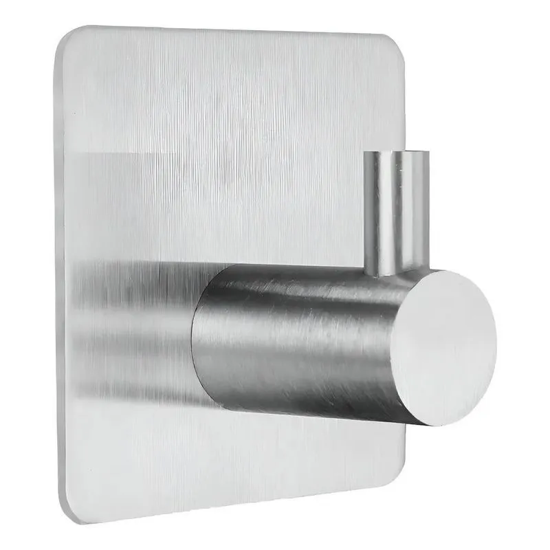 Gancho Cabide De Parede Autoadesivo Quadrado Inox Escovado