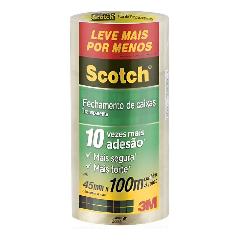 Fita De Empacotamento Scotch 45mm X 100m 4 Rolos