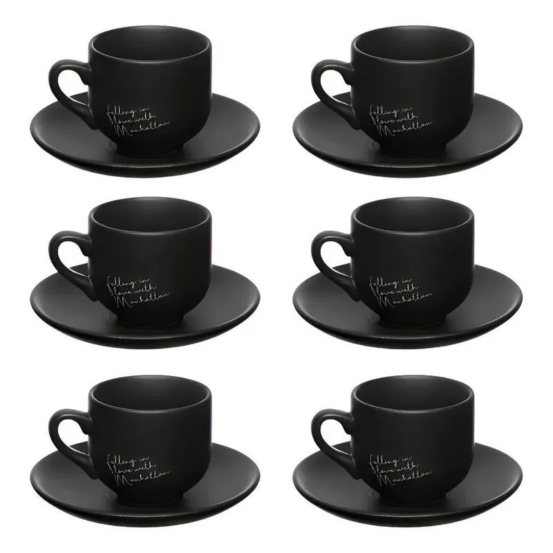 Jogo De 6 Xicaras De Café Manhattan - Haskraft Cor Preto