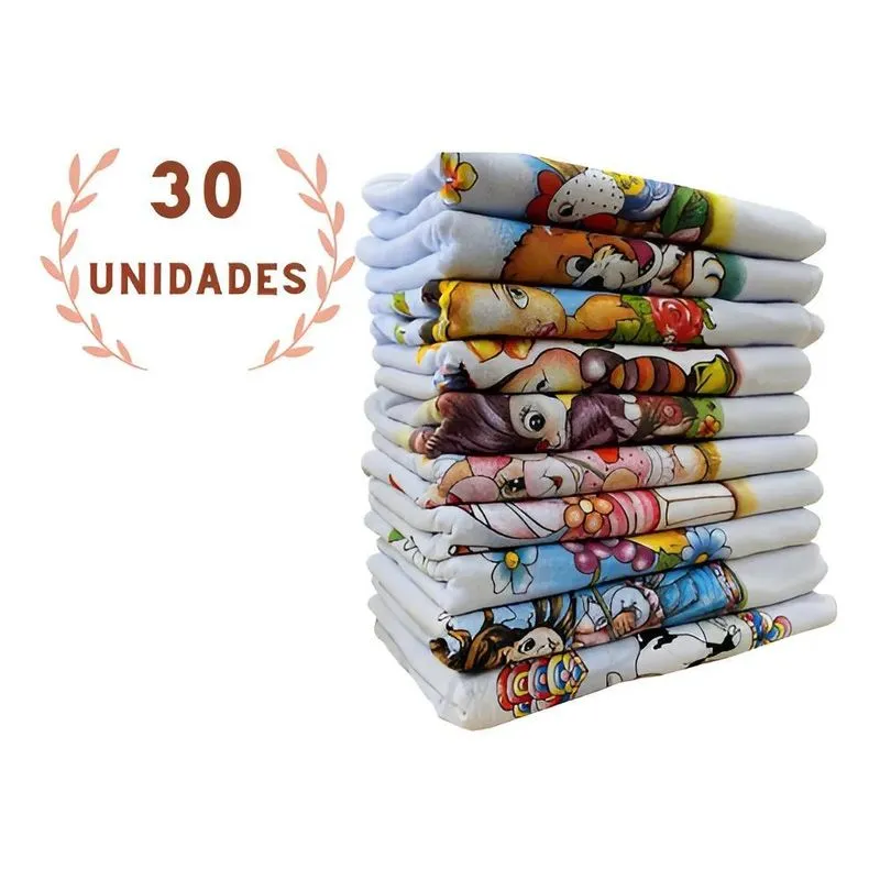 Pano De Prato Estampado Bainha Kit C 30 Peças Grande