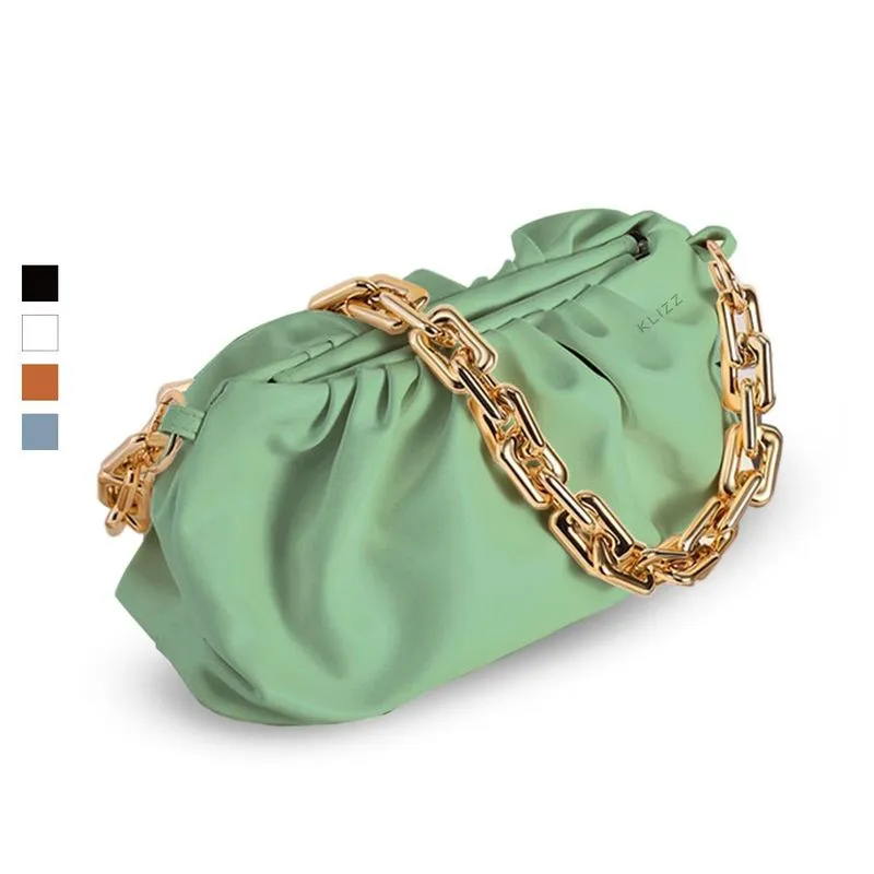 Bolsa Feminina Klizz Chain Em Couro Corrente Dourada Luxo Ve