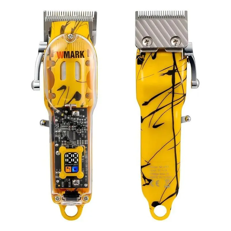 10x Maquina De Cortar Cabelo Wmark Ng411 Amarelo Profission