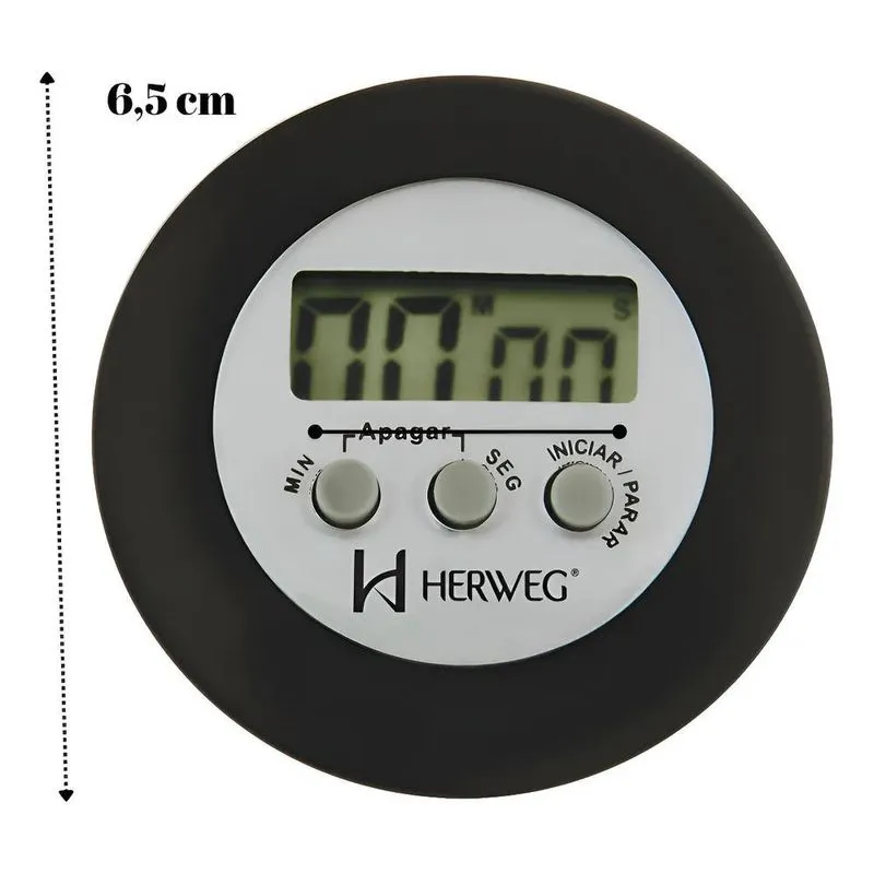 Cronômetro Digital Progressivo Regressivo Preto Timer Herweg