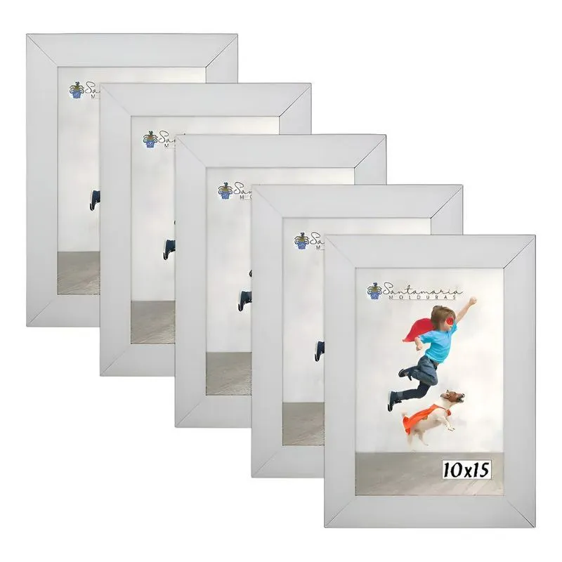 Kit 5 Porta Retrato 10x15 A6 Foto Moldura Branco Lis