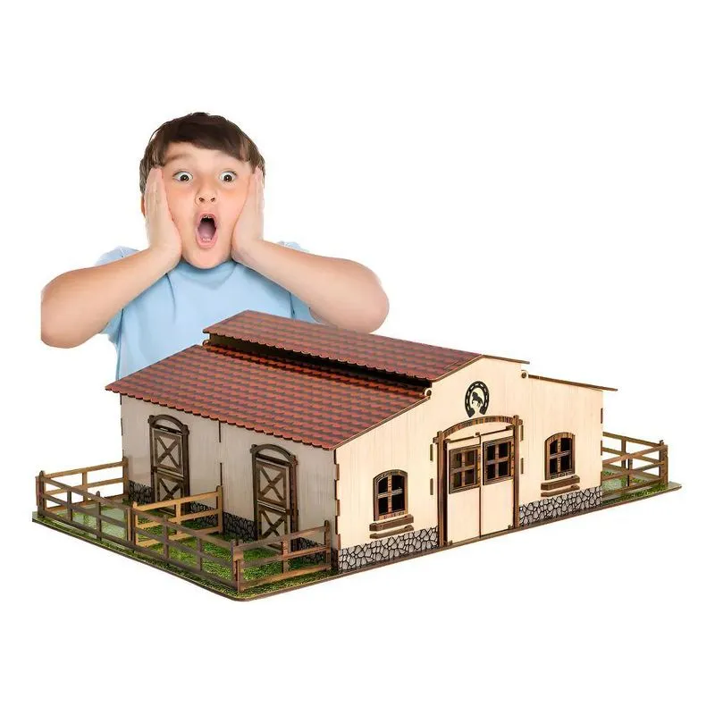 Mini Estábulo Minha Fazendinha De Brinquedos Mdf Criativa
