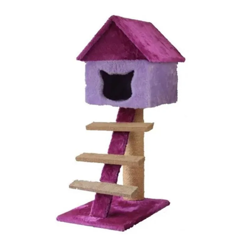 Arranhador Casinha Com Escada Roxo/lilás 50x95x35cm
