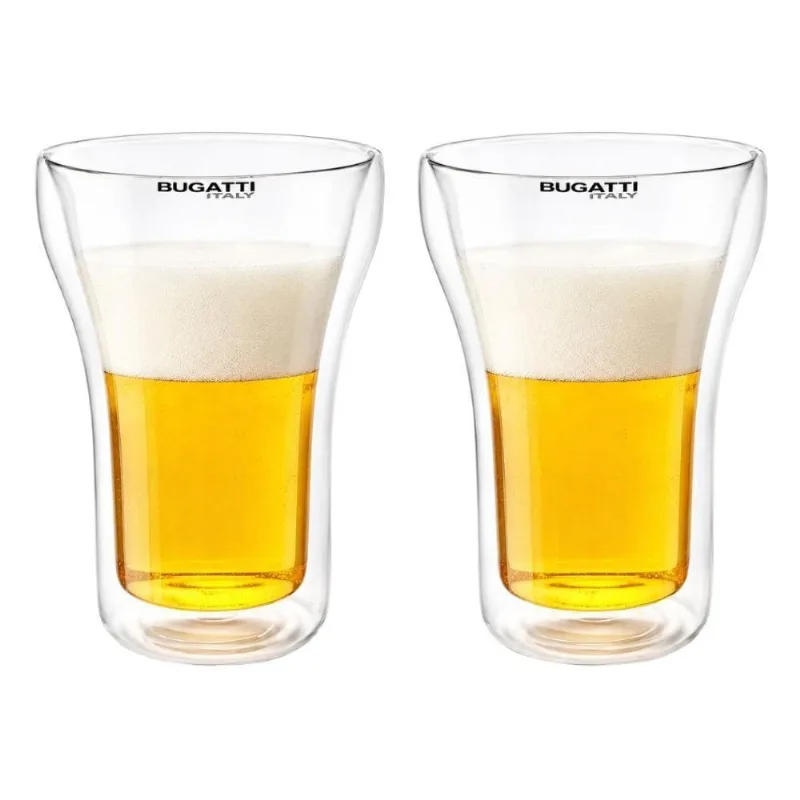Jogo 2 Copos Long Drink BGD350N Vidro Borossilicato Parede Dupla Transparente Bugatti 350ML