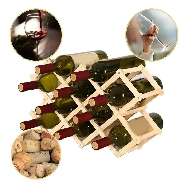 Suporte Adega Para Vinhos Retrátil Para 10 Garrafas Madeira
