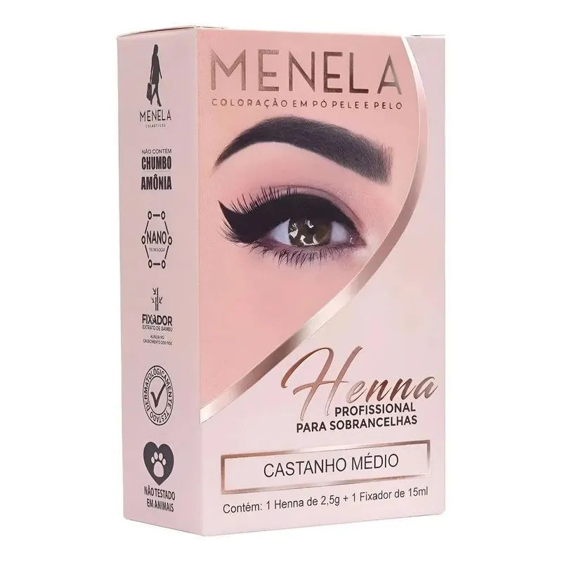 Henna Para Sobrancelhas Menela 2,5 G Castanho Médio