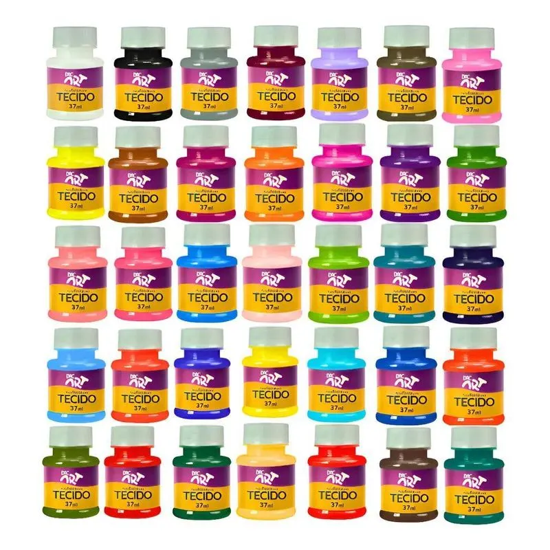 Kit Tinta Fosca Para Tecido 37 Ml Dac 35 Cores Arte Escolar