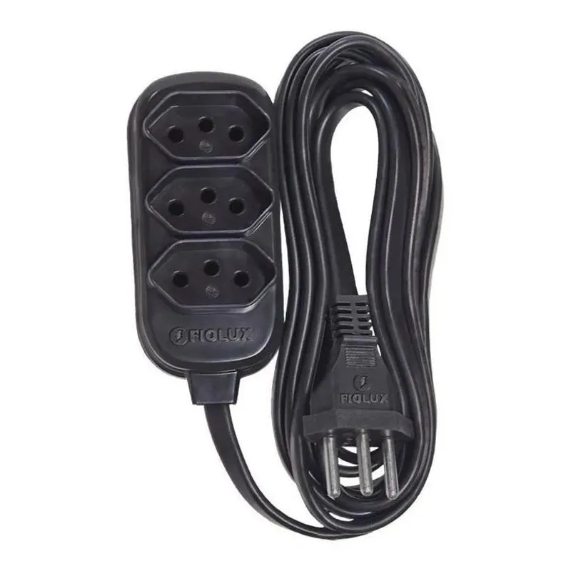 Extensao 3t Tripolar 3m Preto Fiolux 110v/220v