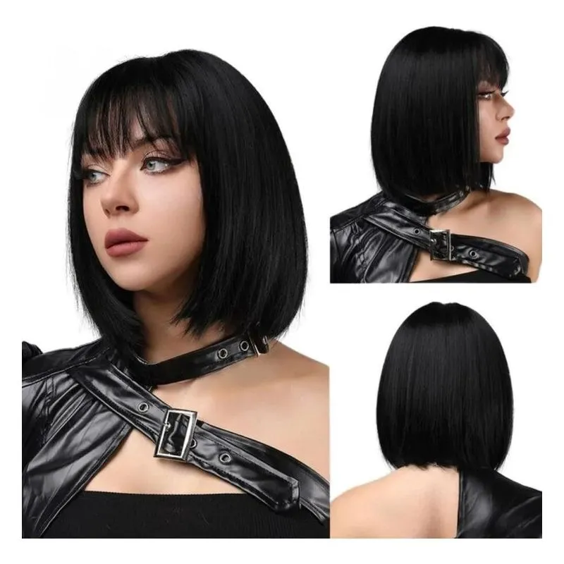 5x Cabelo Wig Lace Peruca Curta Aspecto Natural Fibra Organ