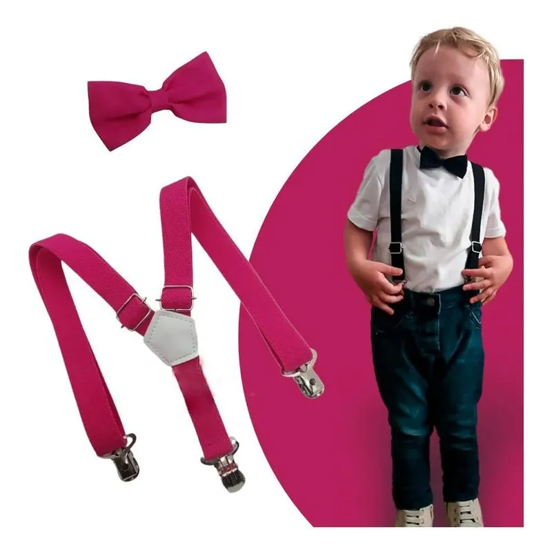Kit Suspensório E Gravata Infantil Pajem Event Fúcsia / Pink