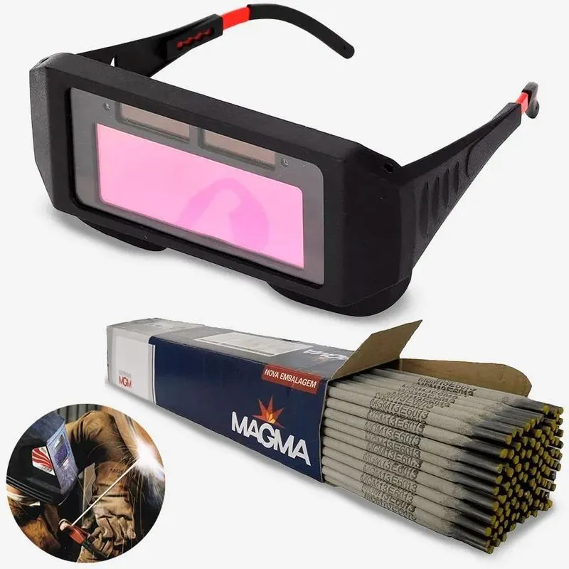 5x Oculos Solda Com Escurecimento Automatico + 0,5 Kg Eletro