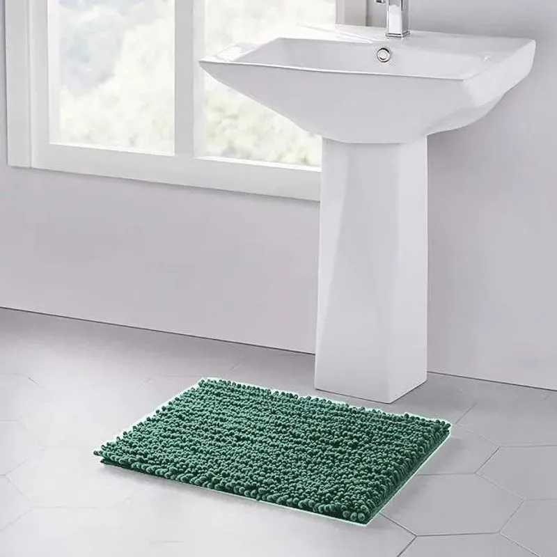 Tapete Para Banheiro Macarrãozinho Bolinha Antide Verde Água